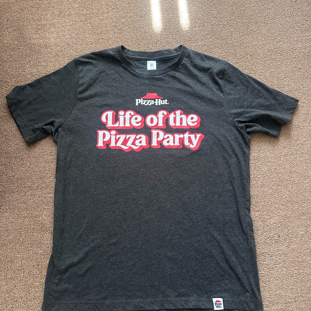 Pizza Hut 'Life of the Pizza Party' Graphic Tee - Charcoal with Red/White Print